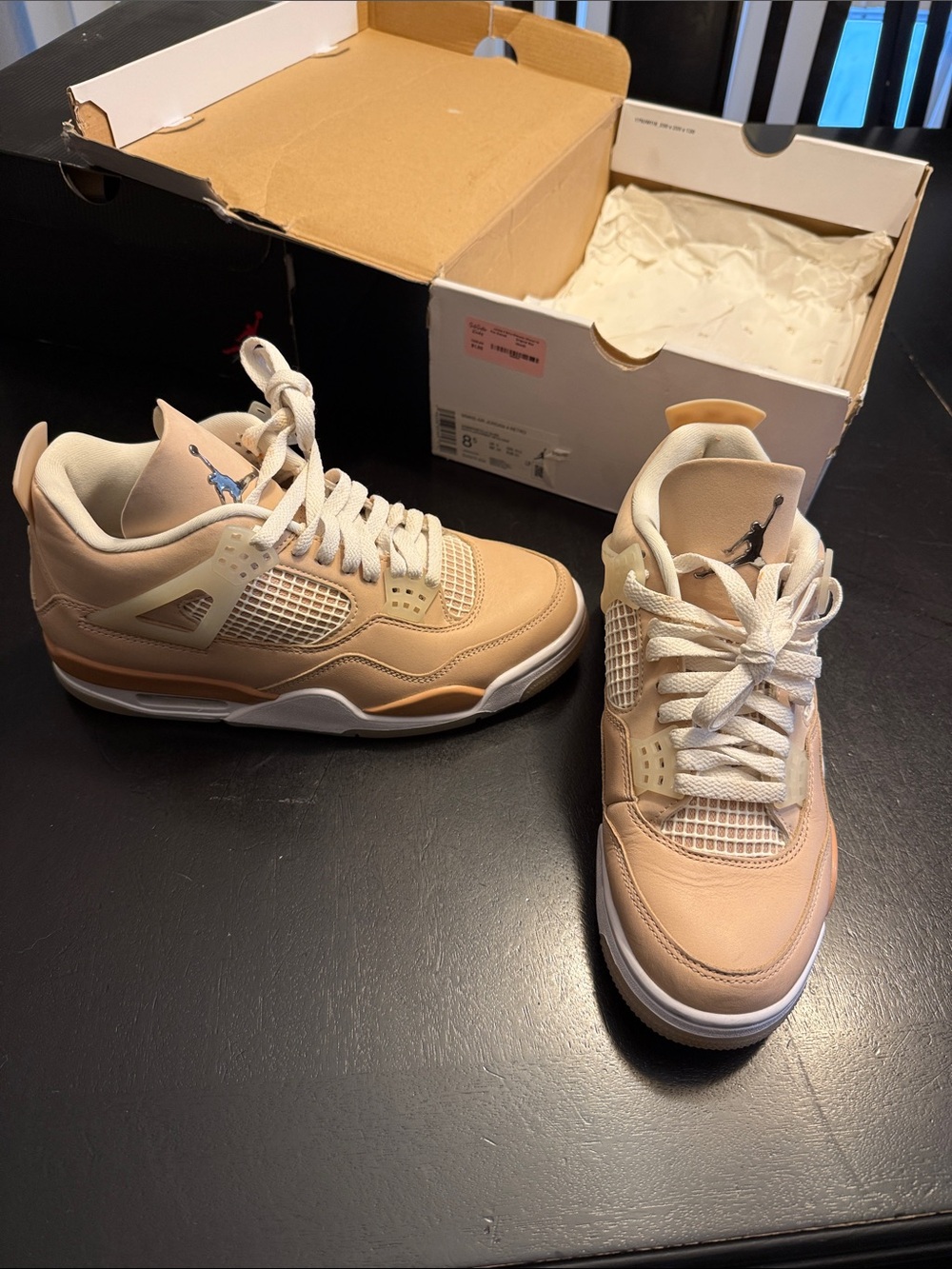 Jordan 4 Low in Light Tan and White